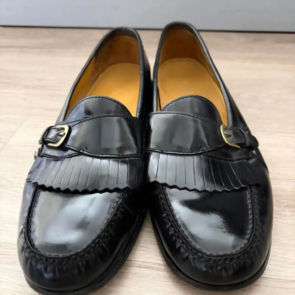 Cole Haan Black Kiltie Loafers with Buckle, Mens size 13